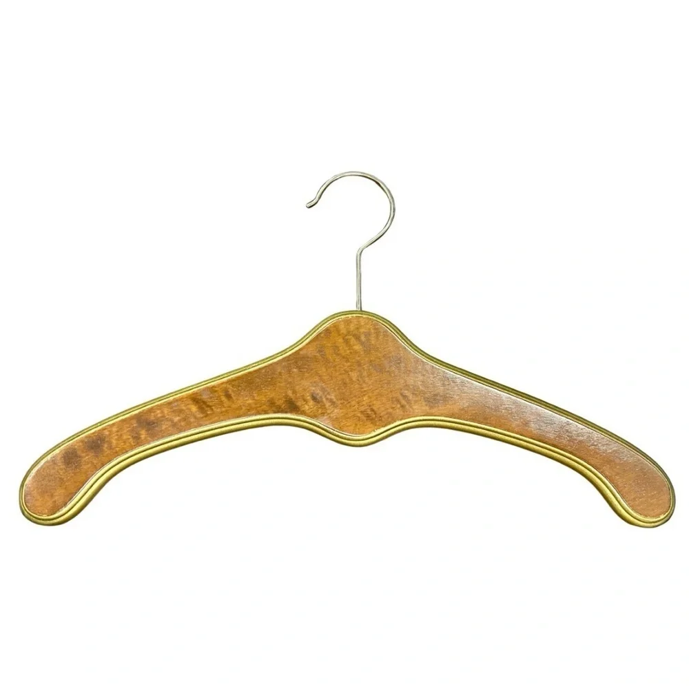 Set of 9 Vintage Wooden Suit Hangers with Gold Trim